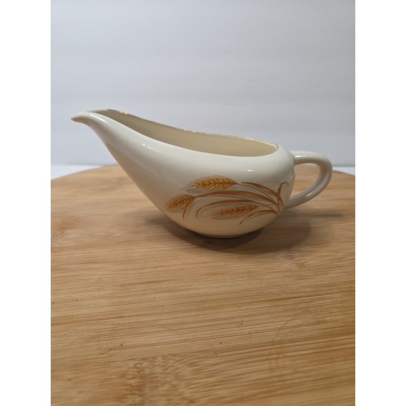 Homer Laughlin Other - Vintage Golden Wheat Gravy Boat Small Sauce Pitcher 22KT Gold MCM